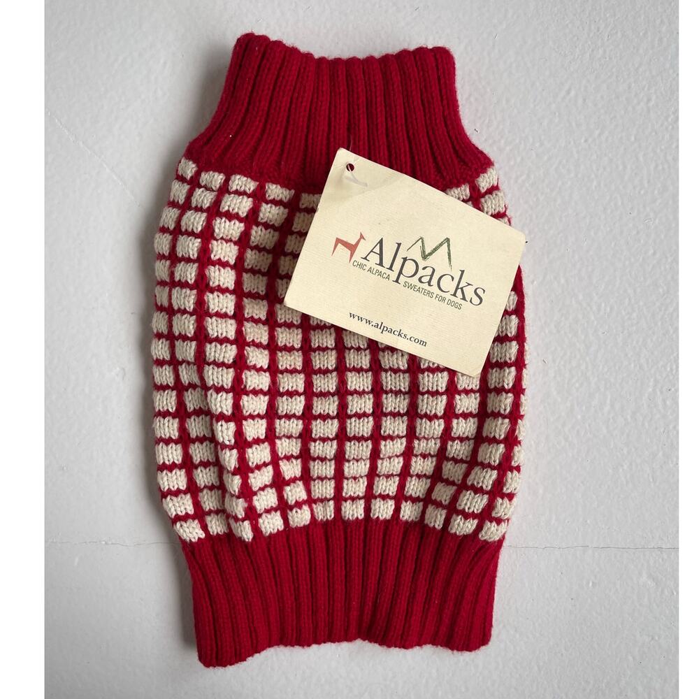 Alpacks NWT Dog Sweater XXS / Peruvian Alpaca Wool Alp LAdrillo Red/Cream